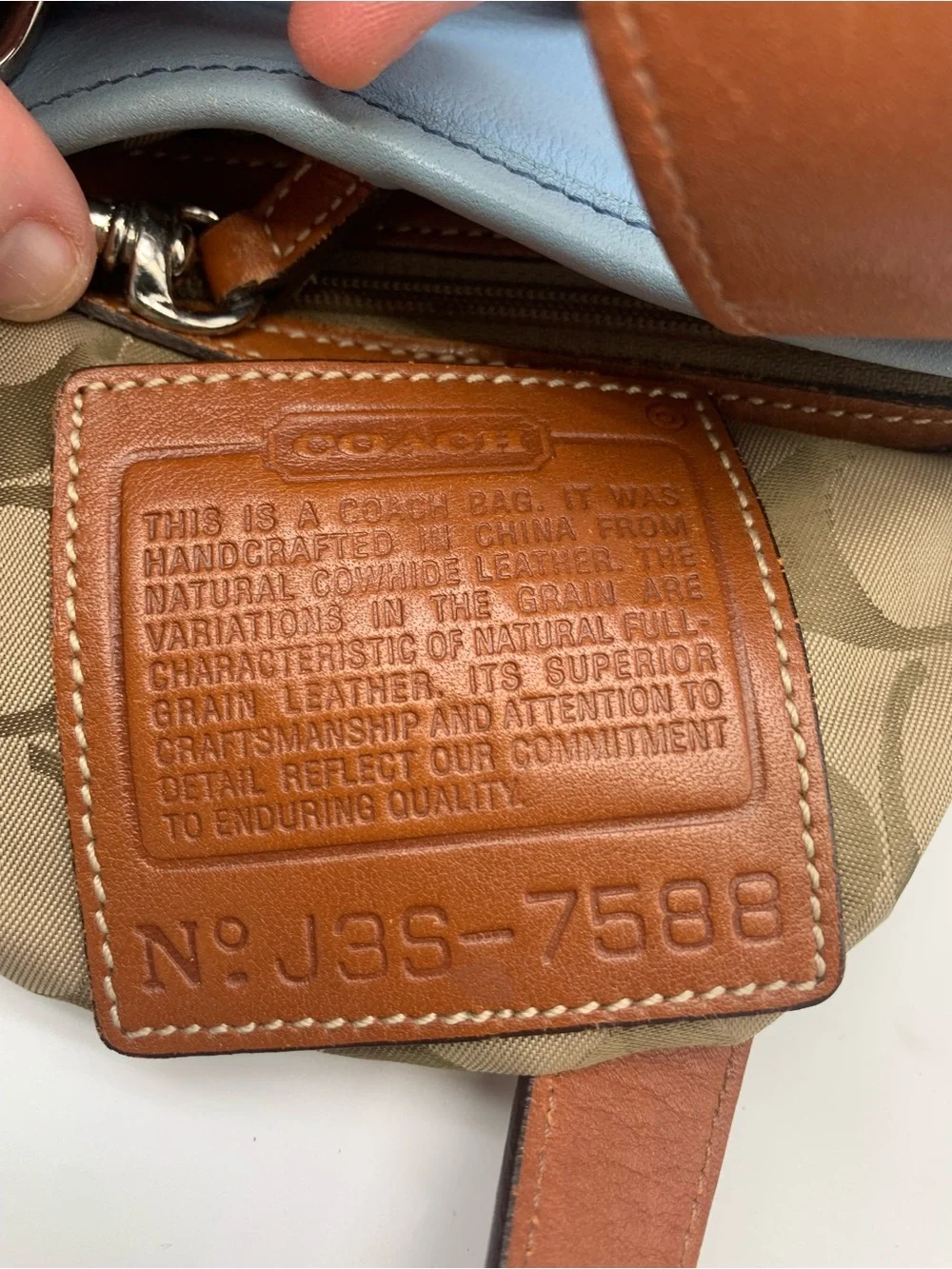 Coach Vintage Soho Buckle Tote 7588 Light Blue Glove Tanned Leather Shoulder Bag
